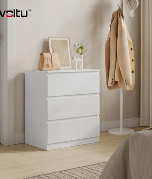 Moderne Witte Ladekast met 4 Lades - Stijlvolle Sideboard voor Woonkamer & Slaapkamer - 60x90x40cm