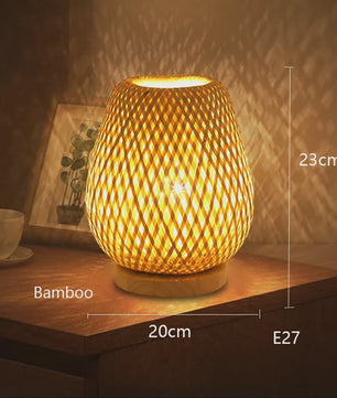 Japanse Bamboe Boeklamp - Minimalistische Sfeerverlichting voor Bureau en Nachtkastje