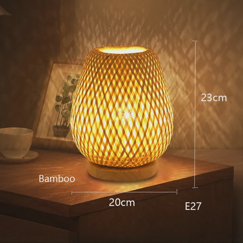 Japanse Bamboe Boeklamp - Minimalistische Sfeerverlichting voor Bureau en Nachtkastje