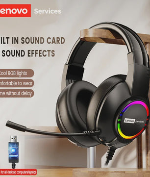 Lenovo E08 E-sports Headset: 7.1 Surround Sound, RGB Licht & Microfoon voor PC Gaming