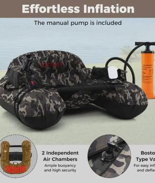 Opblaasbare Visboot Camouflage met Hengelhouder en Aluminium Peddel