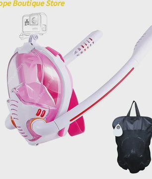 Volledig Gelaats snorkelmasker met Dubbele Buizen - 180° Panoramisch, Anti-condens & Dry Top Systeem