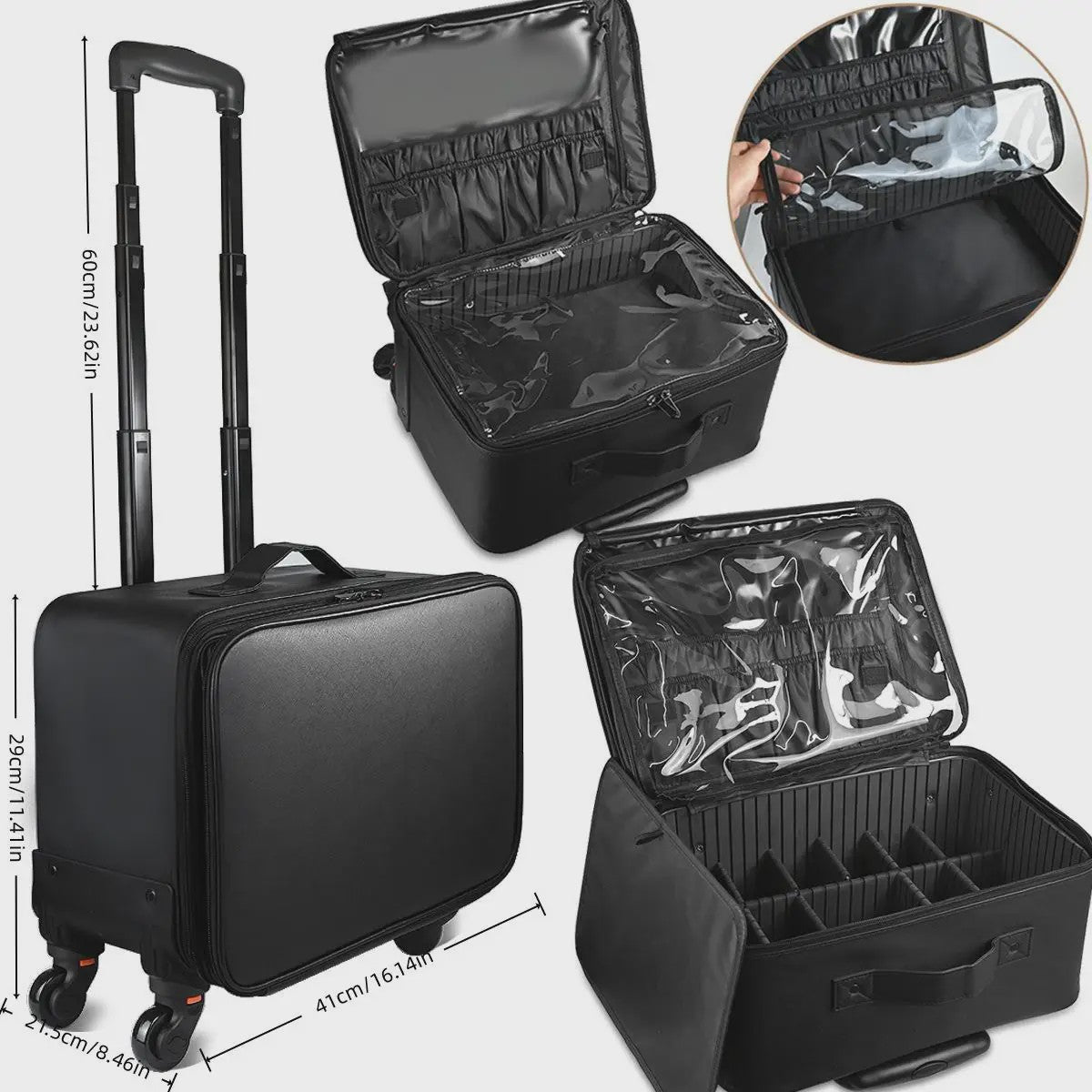 Professionele Make-up Trolley Koffer - Grote Capaciteit & Flexibele Indeling