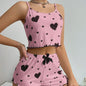 Dames Pyjama Set: 2-delig Tanktop & Shorts met Liefdesprint - Zacht & Ventilerend