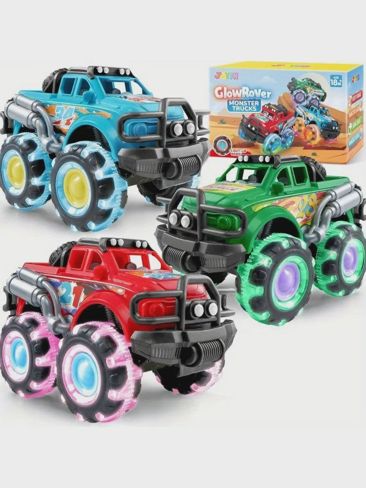 JOYFY 3-Pack Monster Trucks met Verlichte LED Wielen - Frictie Speelgoed voor Kinderen