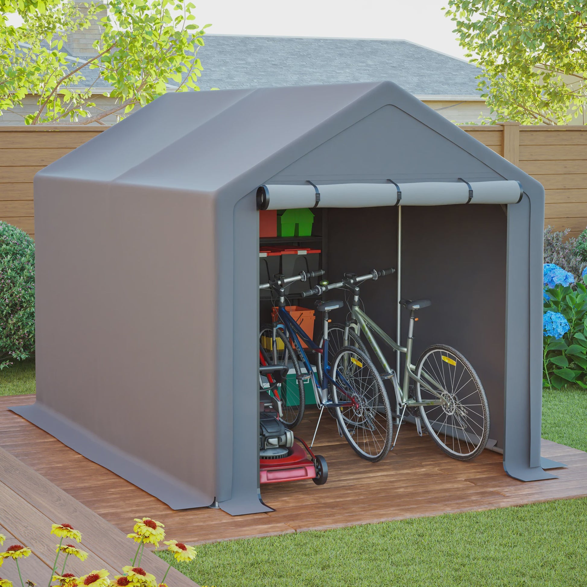 Ruime Garage Carport 190x296x200cm - Waterdichte Stalen Berging met Roldeur