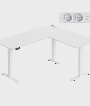 Elektrisch In Hoogte Verstelbaar L-Bureau met Laadstation - 140x160 cm