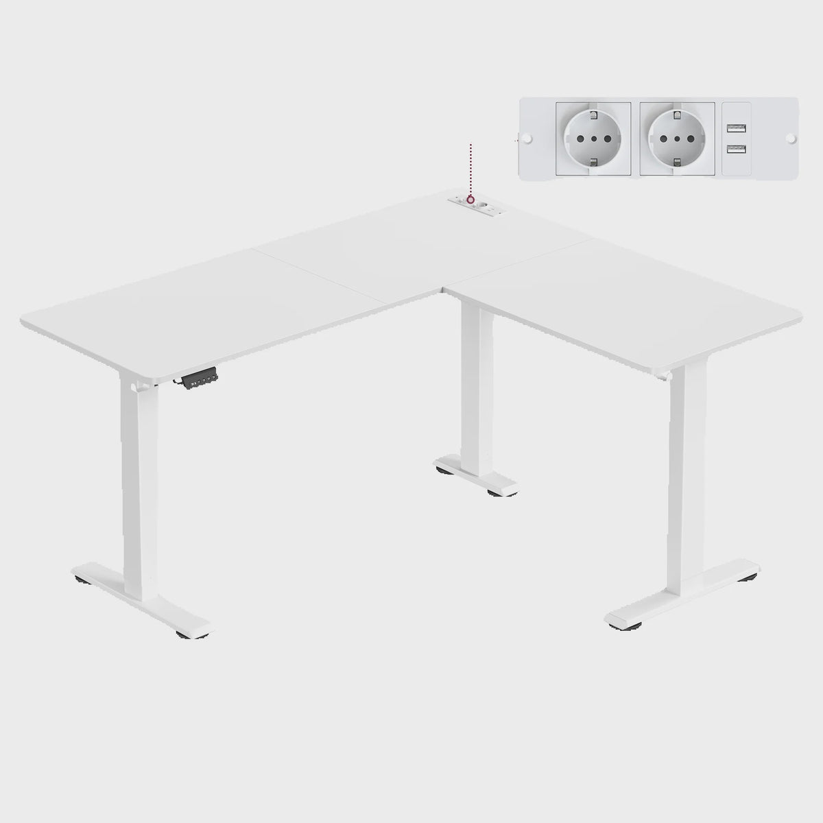 Elektrisch In Hoogte Verstelbaar L-Bureau met Laadstation - 140x160 cm