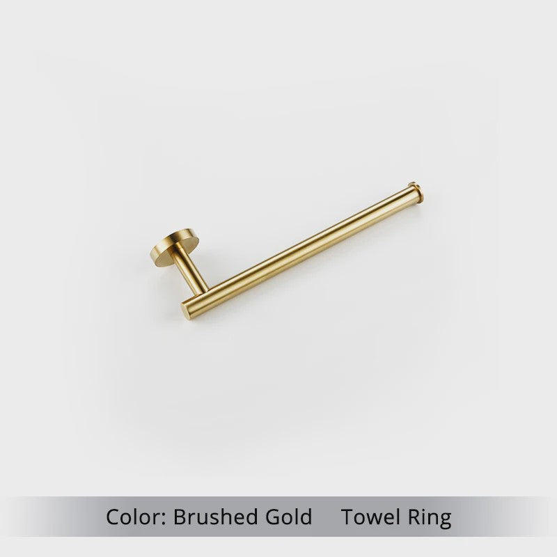 Luxe Badkamer Accessoires Set - Handdoekhouder, Toiletrolhouder & Kapstokhaak - Geborsteld Goud/Zwart