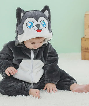 Baby Romper Dierenkostuum Kigurumi - Zacht Flanellen Jumpsuit voor Jongens & Meisjes