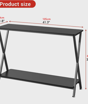 Smalle Console Tafel met Plank en Metaal Frame - Hal, Entree, Achterbank Meubel