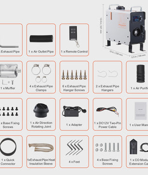 2KW Diesel Luchtverwarmer 12V/24V - All-in-One met Afstandsbediening & CO Alarm
