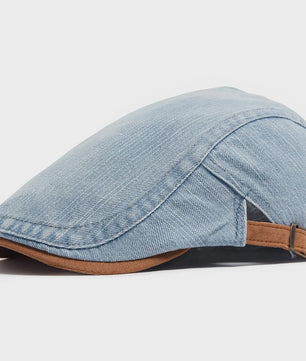 Vintage Denim Newsboy Pet voor Dames en Heren - Casual Platte Vizier Pet, Verstelbaar