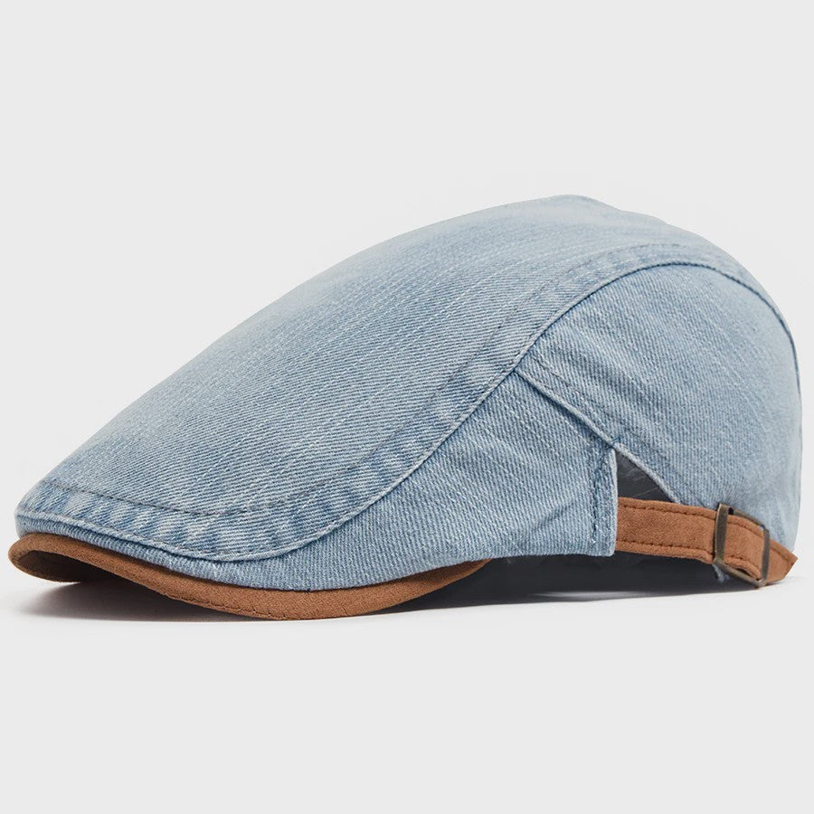 Vintage Denim Newsboy Pet voor Dames en Heren - Casual Platte Vizier Pet, Verstelbaar