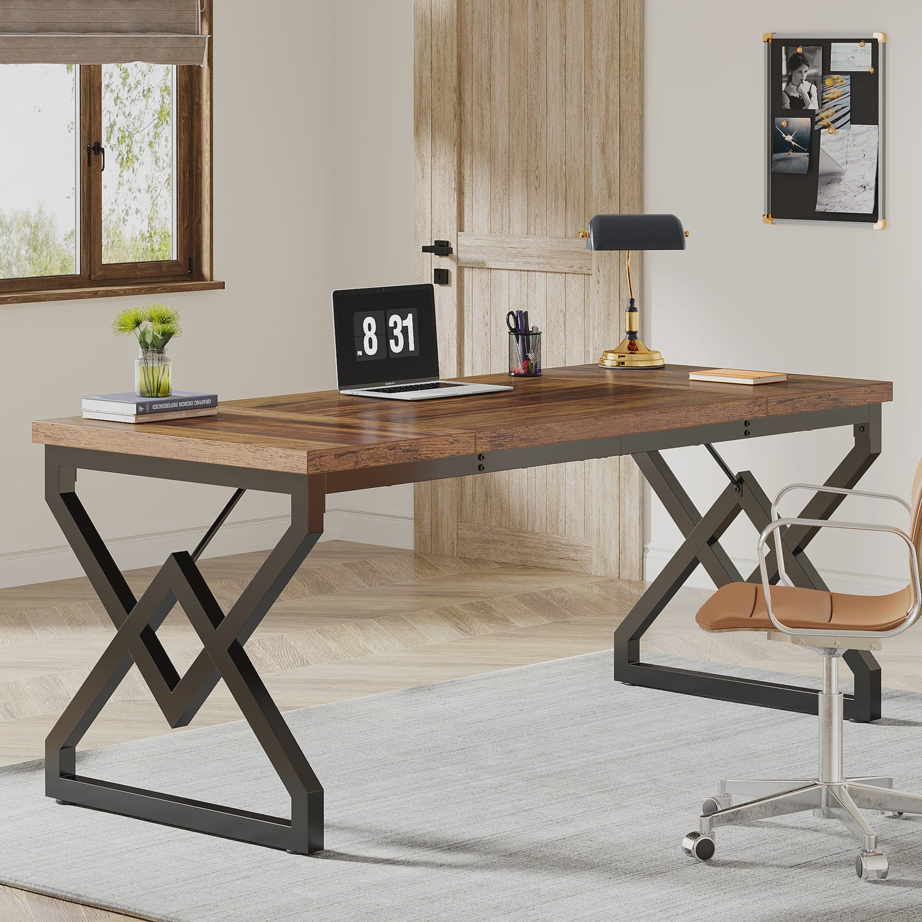 Tribesigns Bureau 160cm - Robuust Hout & Metaal - Ruim Werkblad