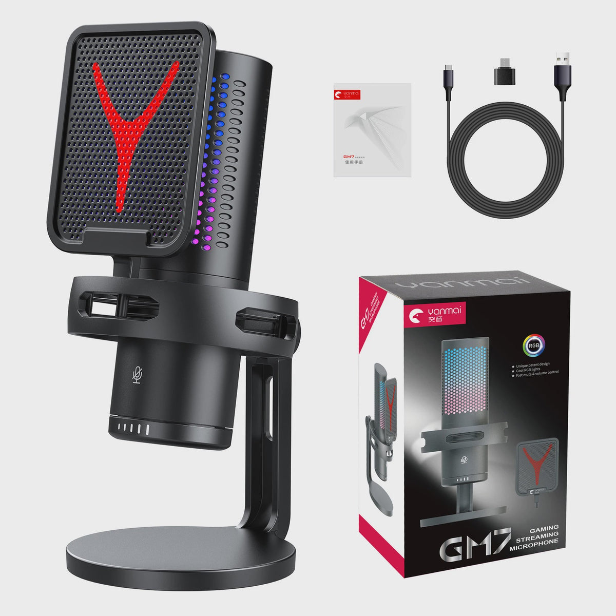 RGB Condensator Microfoon USB voor Gaming, Streaming & Podcast - Plug & Play