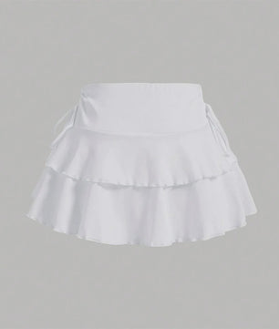 Zomerse Dames Rok: Hoge Taille, Slim Fit met Elastische Band en Ruffle Details