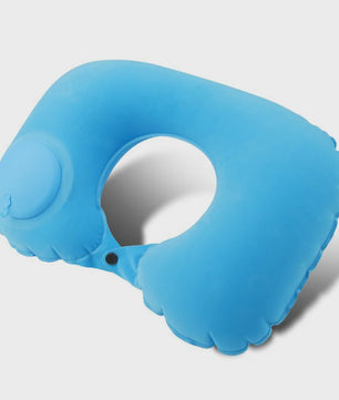 Opblaasbaar Nekkussen met Flocklaag - Compact en Zelfvullend voor Reizen