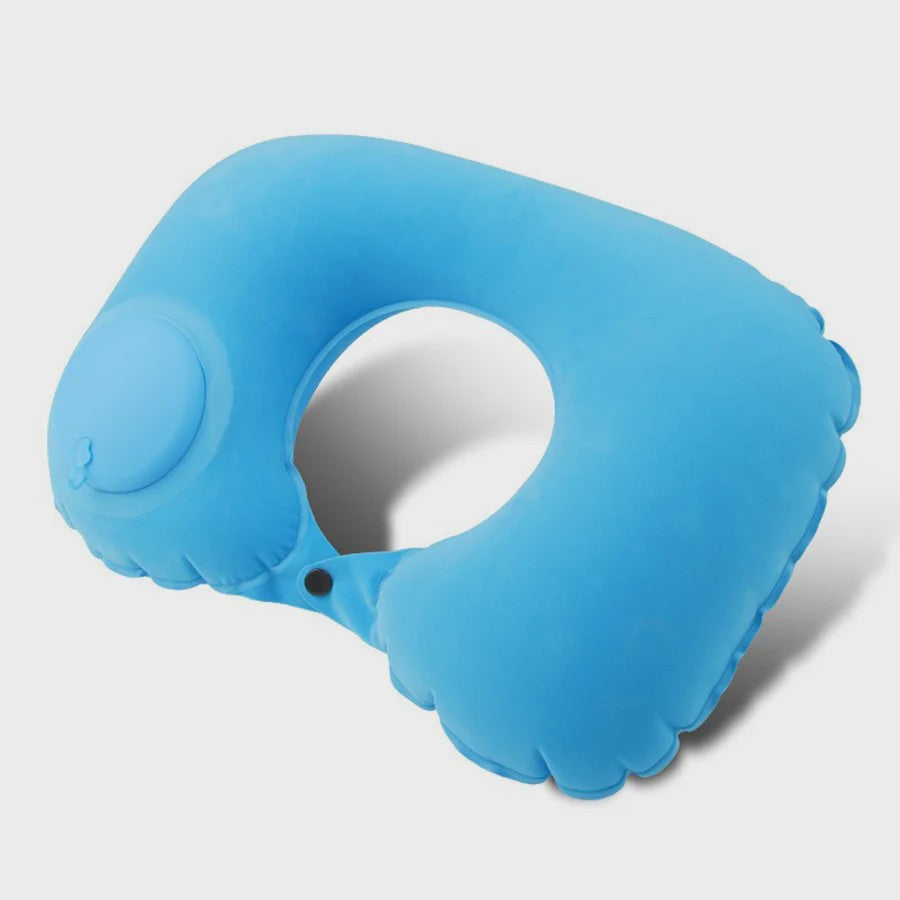 Opblaasbaar Nekkussen met Flocklaag - Compact en Zelfvullend voor Reizen