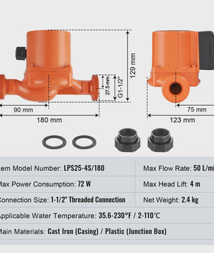 Circulatiepomp Warm Water 220V - 3 Snelheden, Stil & Krachtig voor CV-systemen