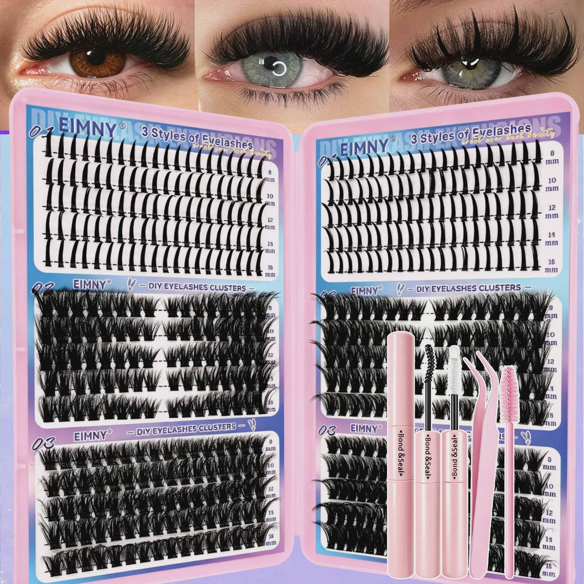 Fluffy Wimperextensie Kit: 720 Stuks Wimper Clusters & Tools voor een Volle Look