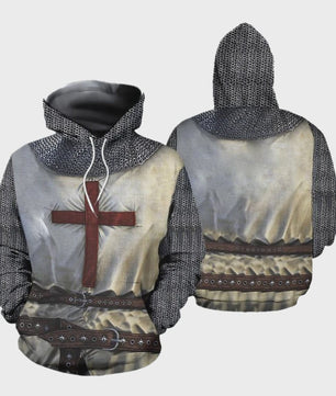 Herkomst Tempelier Pantser Hoodie - Middeleeuwse Stijl 3D Print Pullover voor Heren