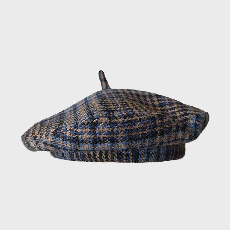 Stijlvolle Ruitjes Baret voor Dames - Retro Vliegende Schotel Hoed
