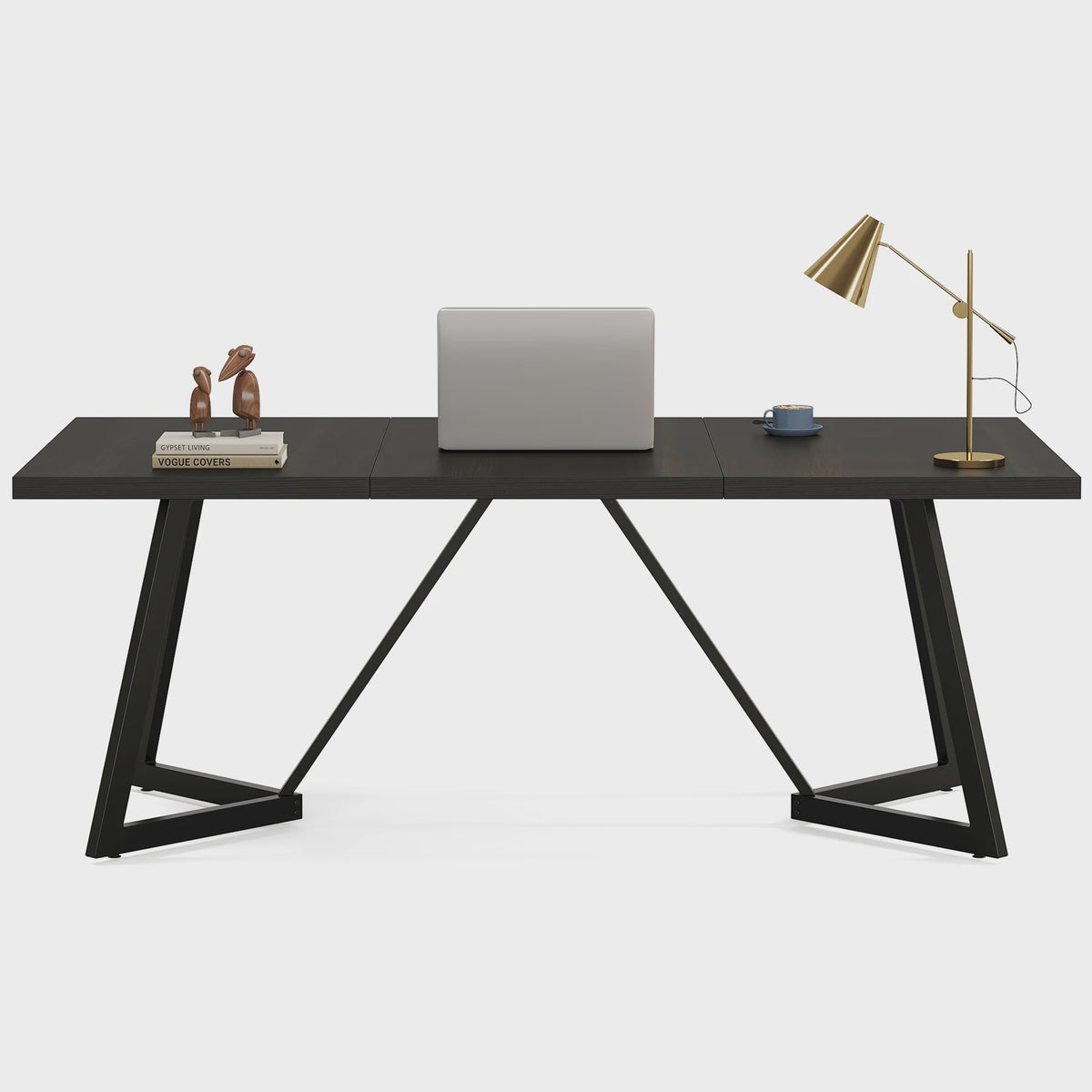 Tribesigns 180cm Executive Bureau - Modern Zwart Bureau met Metalen Frame