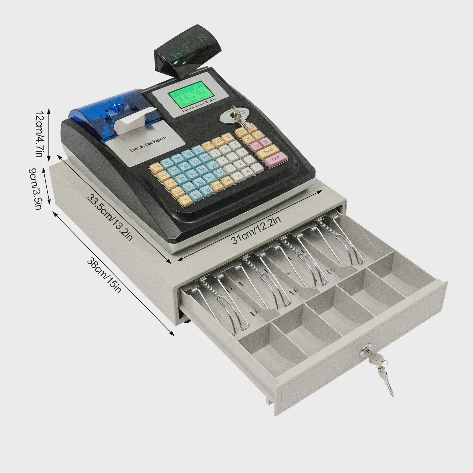 Robuuste Elektronische Kassasysteem met Dubbel Display, Biljetdetector & USB/RS232