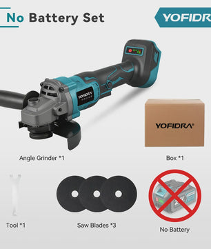 YOFIDRA Accu Haakse Slijper 125mm M14 - Borstelloze Motor, 21V Kracht