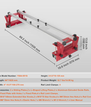 64-inch Router Sled: Draagbare en Verstelbare Houtvlakker voor Doe-het-zelf Projecten