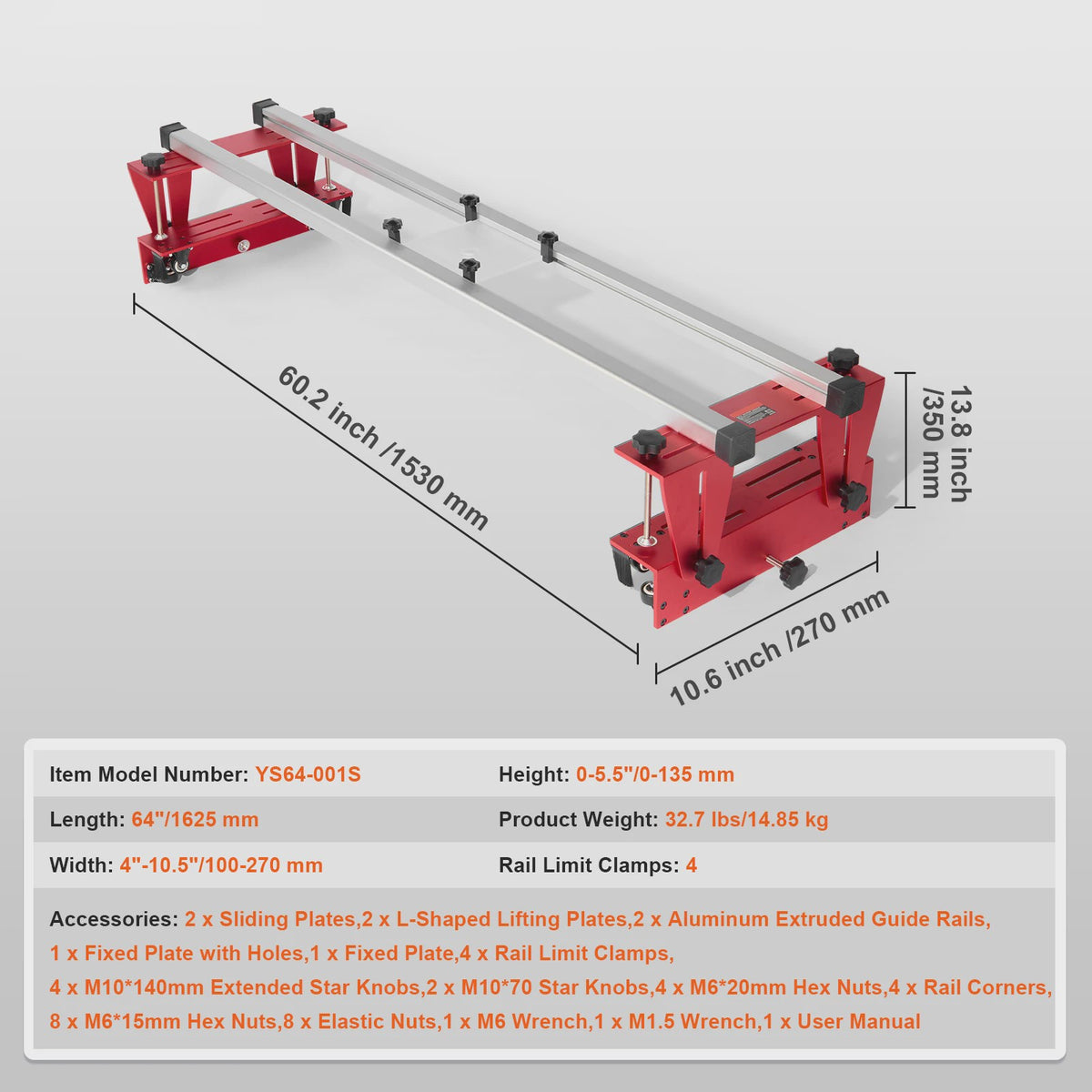 64-inch Router Sled: Draagbare en Verstelbare Houtvlakker voor Doe-het-zelf Projecten