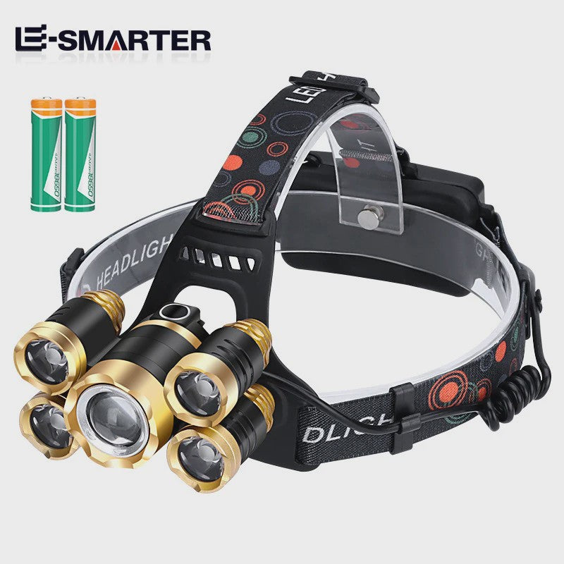 ESMARTER Sensor Hoofdlamp - 5x Super Bright LED, Waterdicht & Krachtig voor Outdoor, Camping, Vissen