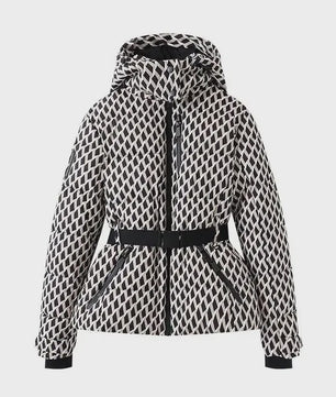 Dames Winter Parka Jas met Capuchon, Hoge Taille en Riem - Warm & Winddicht