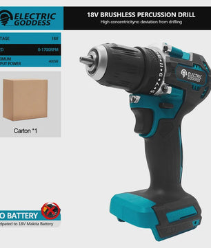 Krachtige Brushless Accuboormachine 1700 RPM - 10mm Klauw - Compatibel met Makita 18V Accu