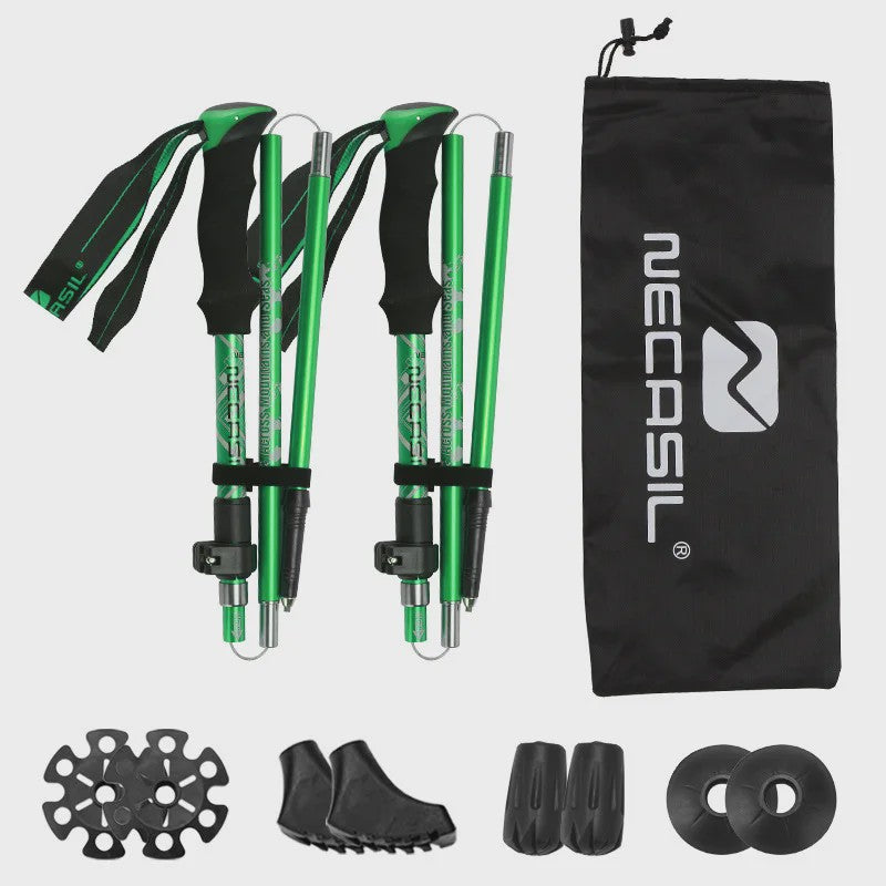 Set van 2 Ultralichte Opvouwbare Trekkingstokken - Telescopisch, Verstelbaar voor Wandelen, Outdoor & Camping