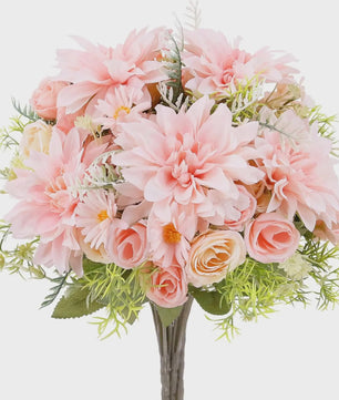 Kunstboeket Rozen, Dahlia's & Hydrangea's - Decoratie voor Huis, Bruiloft & Tuin