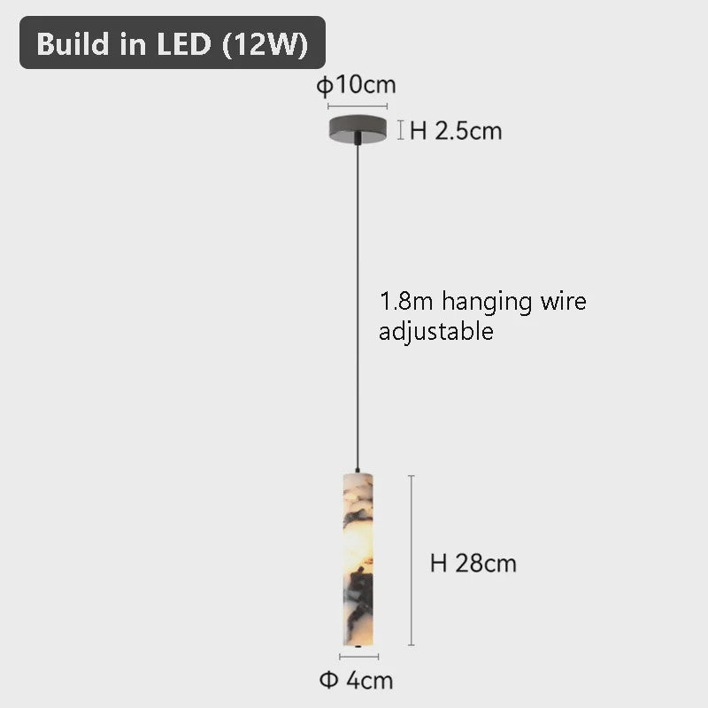 Luxe Cilinder Hanglamp Natuursteen - Sfeervolle LED Verlichting voor Woonkamer & Slaapkamer