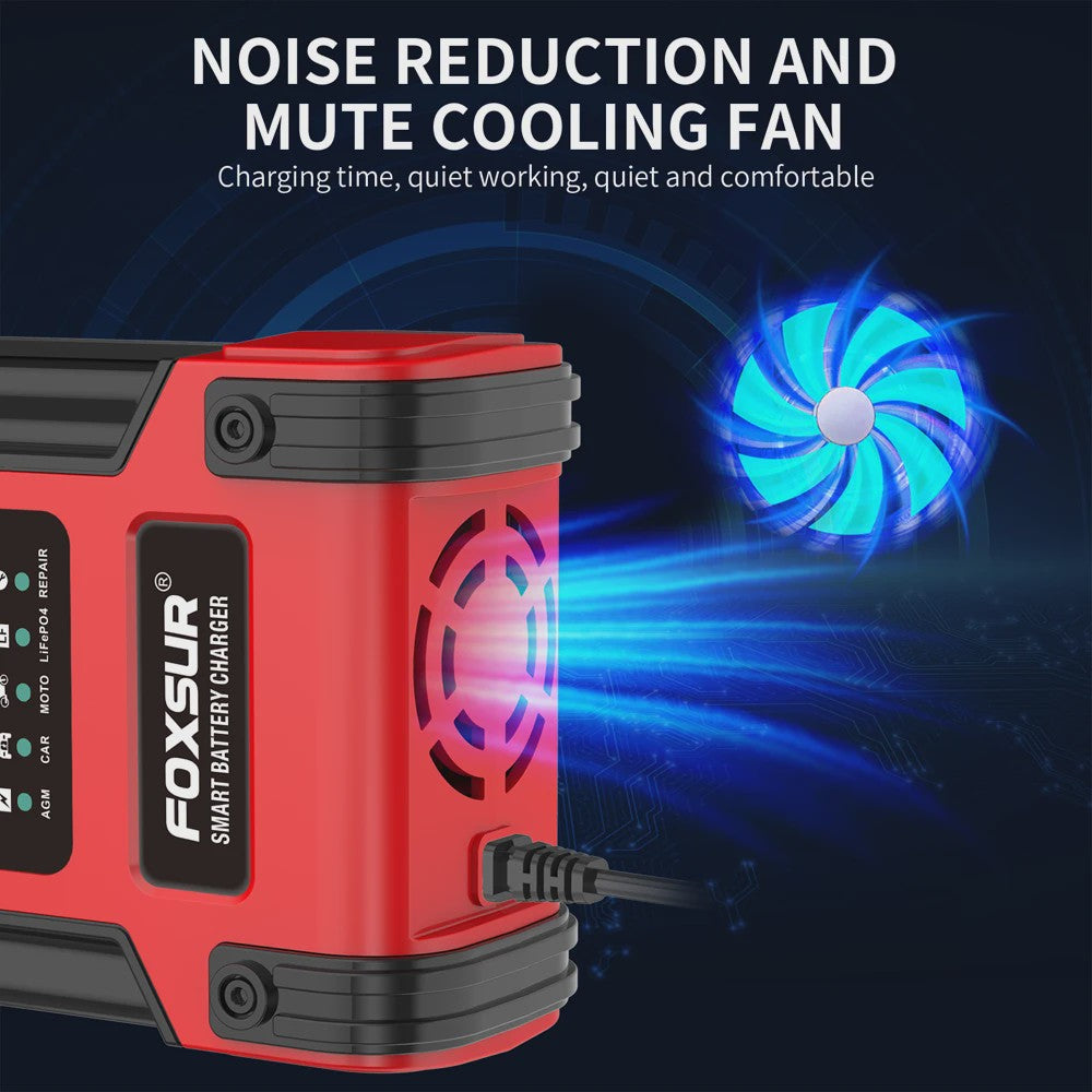 Volautomatische Auto Acculader 12V 12A met Digitaal Display & Puls Onderhoud