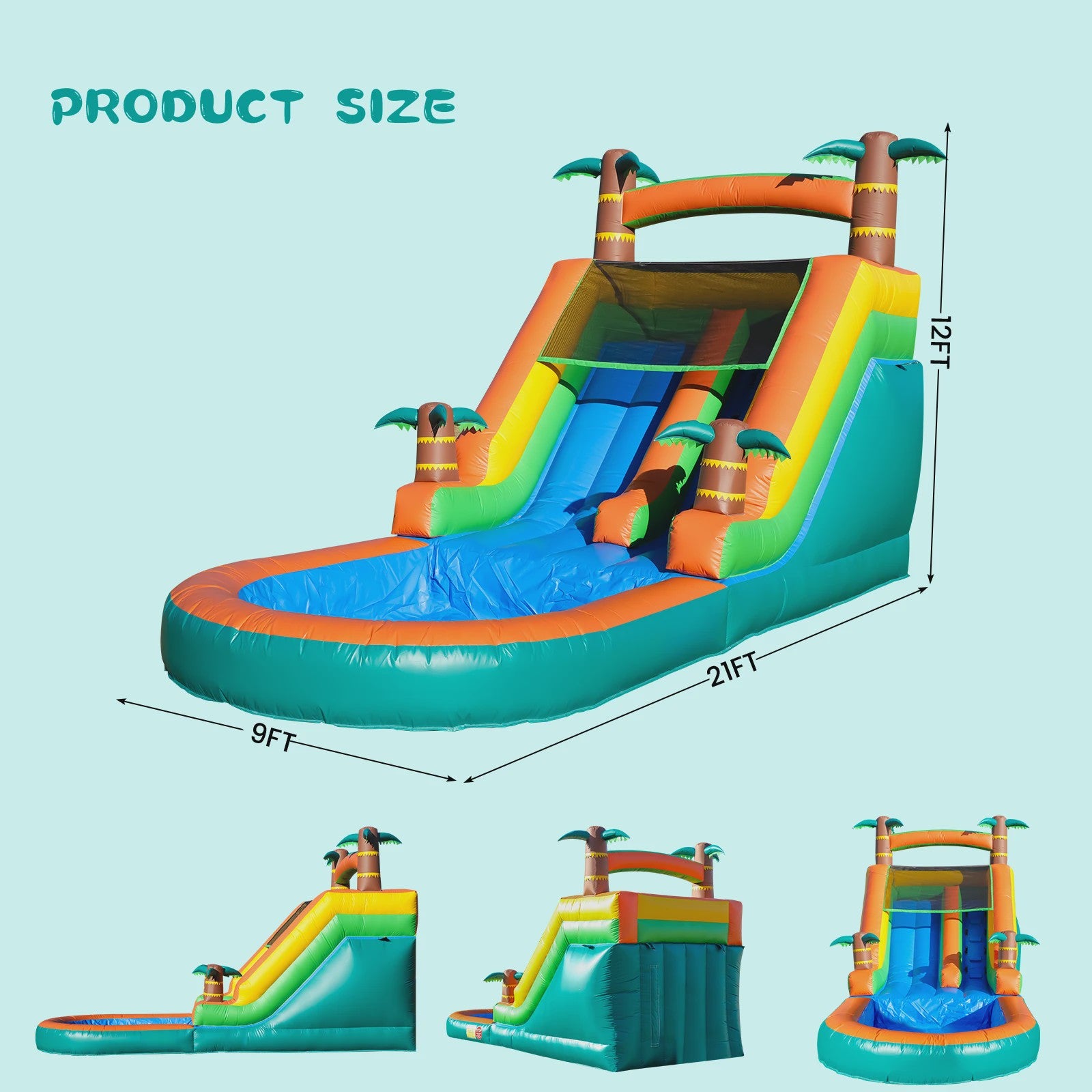 Gigantische Opblaasbare Waterglijbaan met Zwembad - 21ft Commercieel Speeltoestel