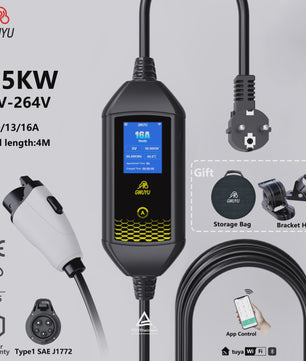 Draagbare EV Charger GWUYU 3.5kW - Type 1, 2, GBT - APP Bediening