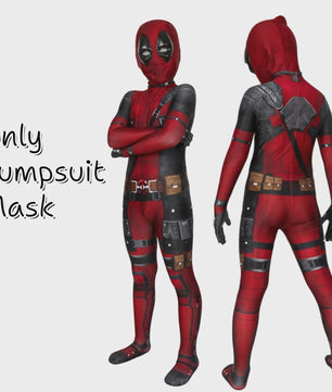 Deadpool Cosplay Kostuum Jumpsuit met Masker en Zwaarden voor Kinderen en Volwassenen