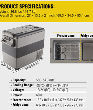 Draagbare Compressor Koelkast/Vriezer 20L-55L - Ideaal voor Auto, Camping & Boot
