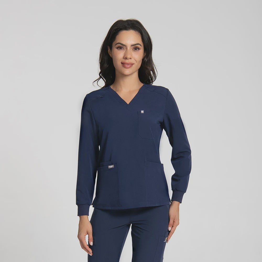 Dames Scrubtop Lange Mouw - Zacht, Waterdicht & Antibacterieel Medisch Uniform