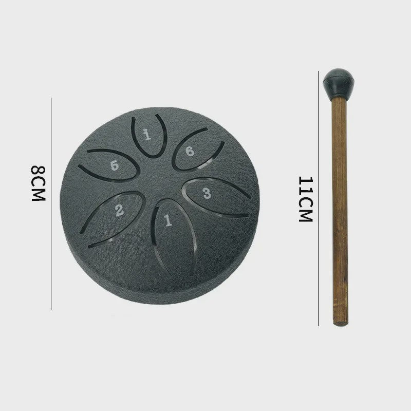 Mini Stalen Tongtrommel (6 Tonen) - Ethereal Hand Drum met Stokken - 3 Inch