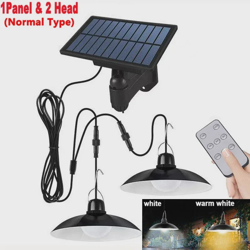 Dubbele Solar Hanglamp met Afstandsbediening - Waterdicht LED Buitenlicht voor Schuur, Tuinhuis of Overkapping
