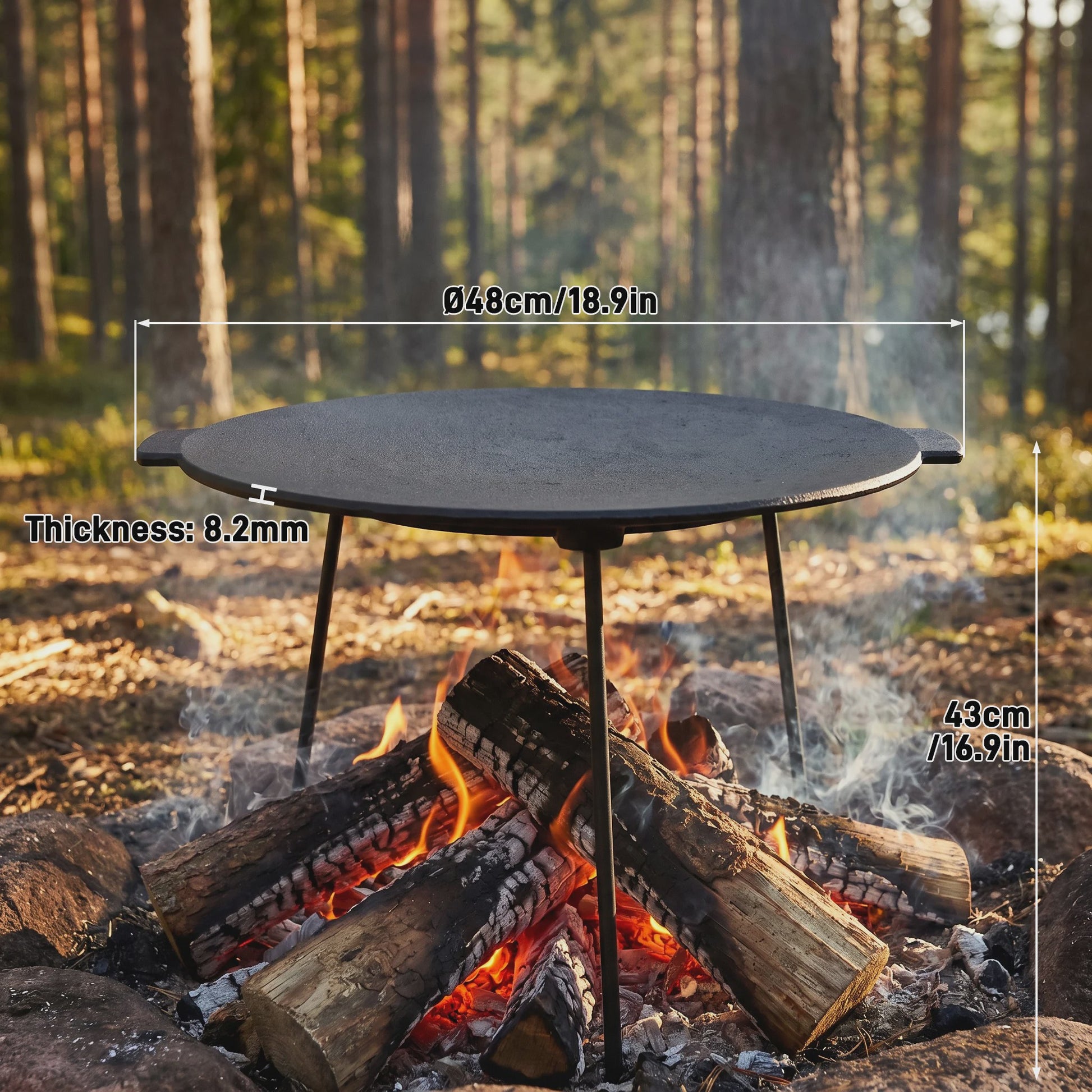 Gietijzeren BBQ Grillplaat met Onderstel - Diameter 45 cm