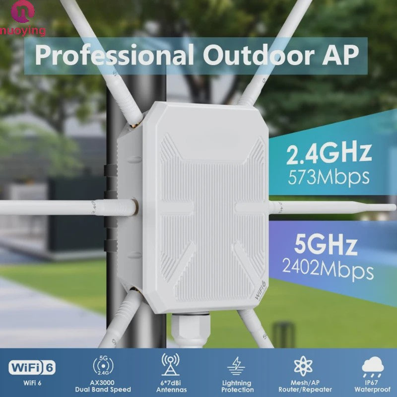 Krachtige WiFi 6 Outdoor Access Point | Dual Band 2.4G/5G | Mesh Extender | PoE | IP67 Weerbestendig