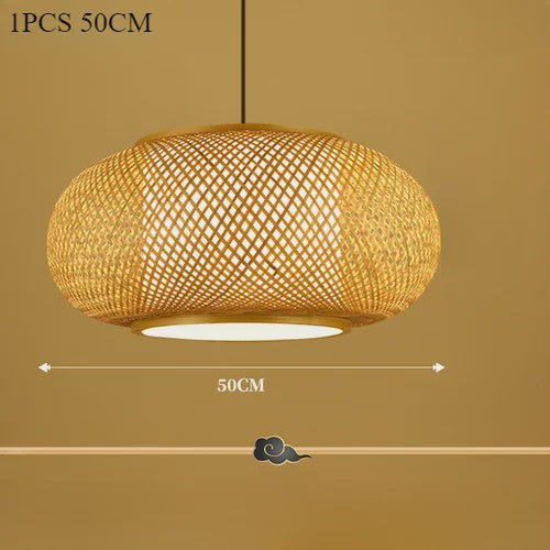 Bamboe Hanglamp Natuurlijk Rotan - Handgeweven, E27 Fitting, 40/50/60cm - Sfeervolle Verlichting voor Woonkamer, Café & Restaurant