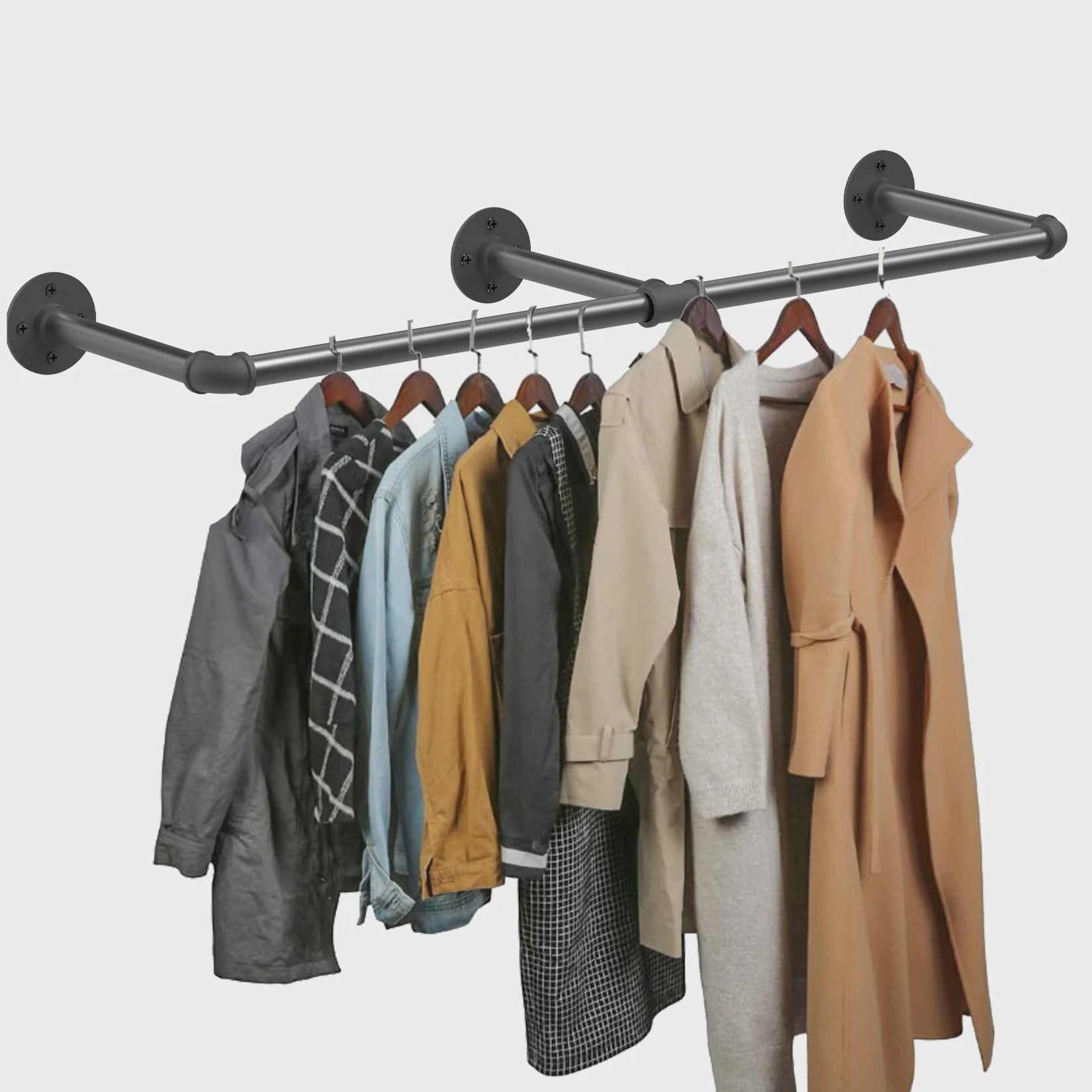 Industrieel Wandkledingrek Pijp Design - 180cm Robuust Ophangsysteem